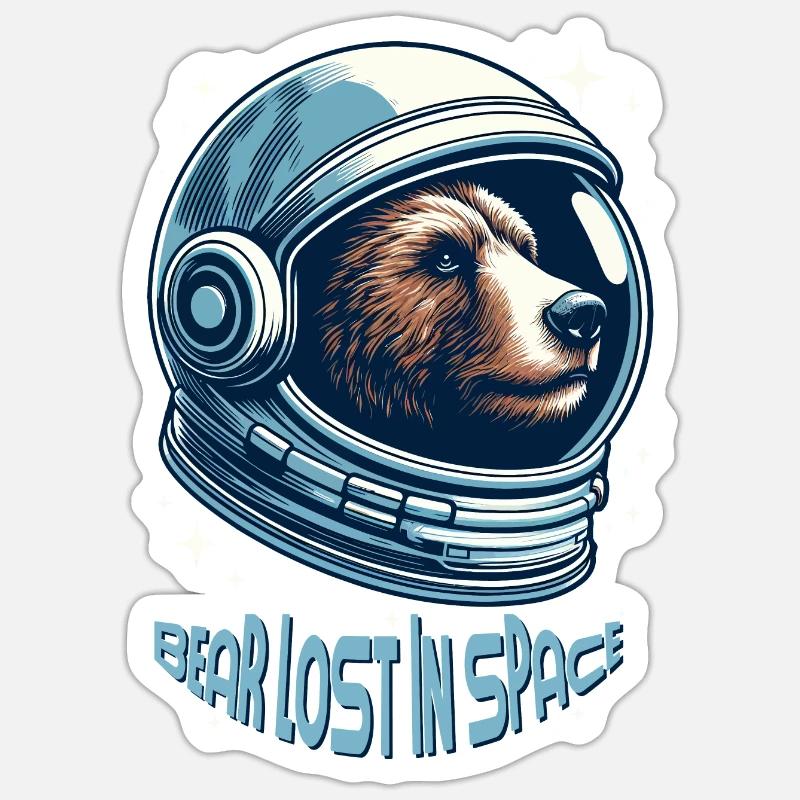 Ours perdu dans l’espace Sticker taille S (10 x 10 cm)