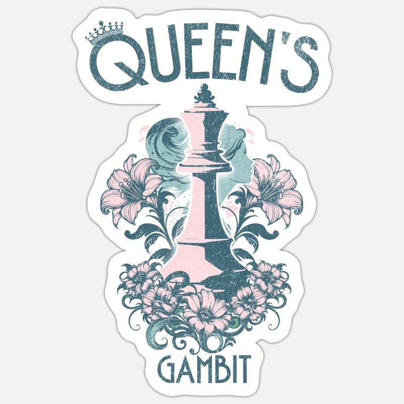 Gambit de la dame - Sticker taille S (10 x 10 cm) - blanc mat