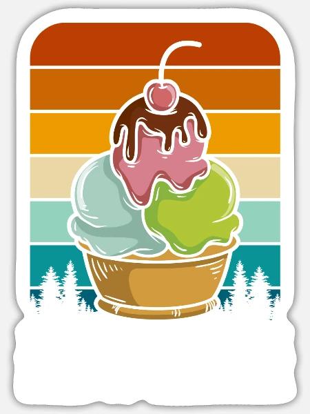 Eiscreme Creme Nachtisch Speiseeis - Sticker Größe S (10 x 10 cm) - Mattweiß