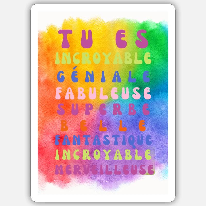 tu es parfaite et géniale - Sticker taille S (10 x 10 cm) - blanc mat