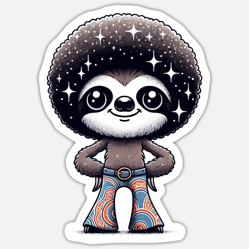 Disco Sloth: Starry Night Groover - Sticker size S (10 x 10 cm) - white matte