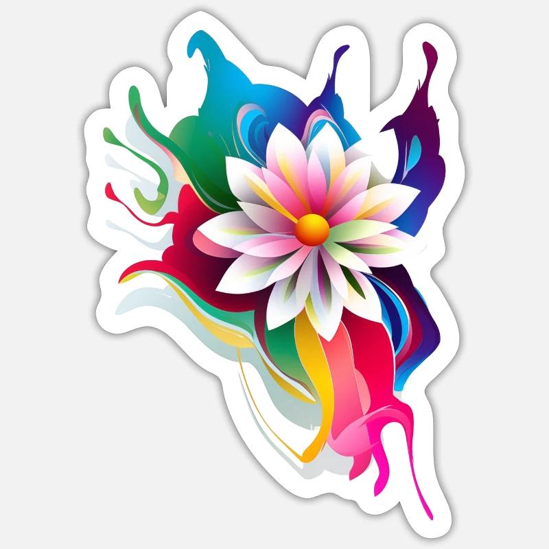 Farbenfrohes Thai-Blumenmotiv - Sticker Größe S (10 x 10 cm) - Mattweiß