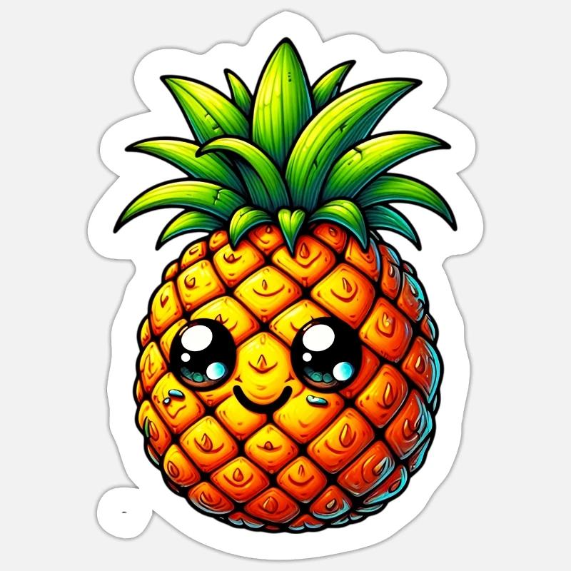 Ananas - Sticker taille S (10 x 10 cm) - blanc mat
