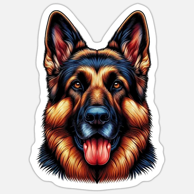 Deutscher Schäferhund - Sticker Größe S (10 x 10 cm) - Mattweiß