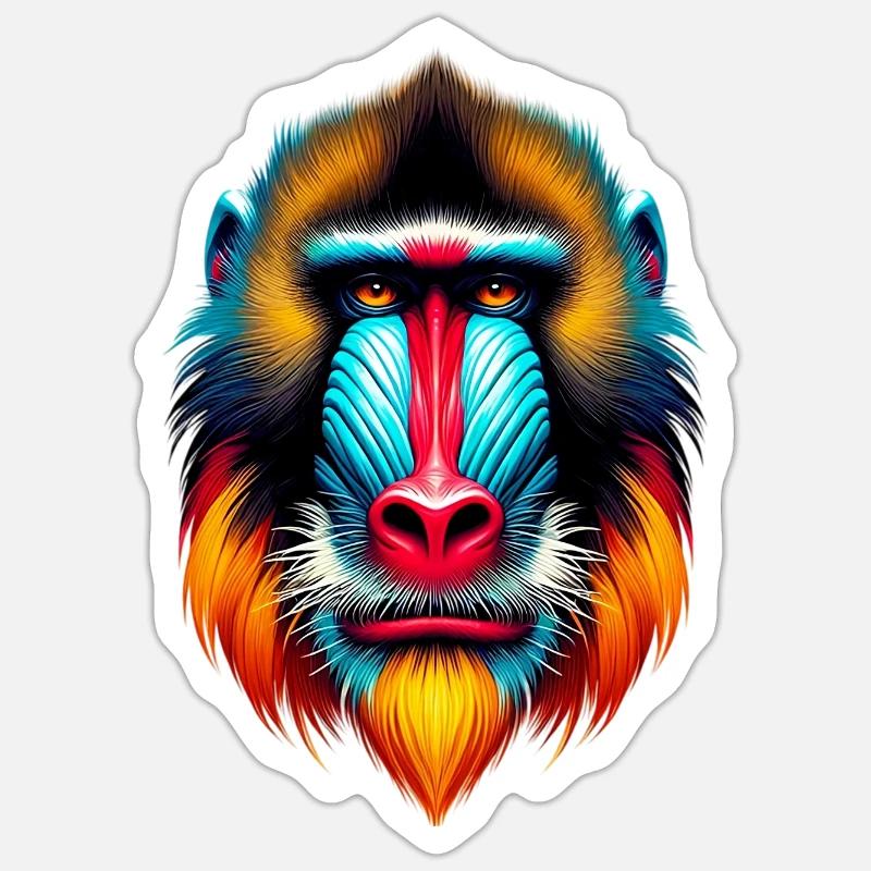 Mandrill-Affe - Sticker Größe S (10 x 10 cm) - Mattweiß