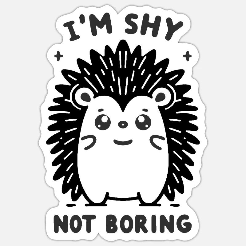 Hérisson noir timide - Sticker taille S (10 x 10 cm) - blanc mat