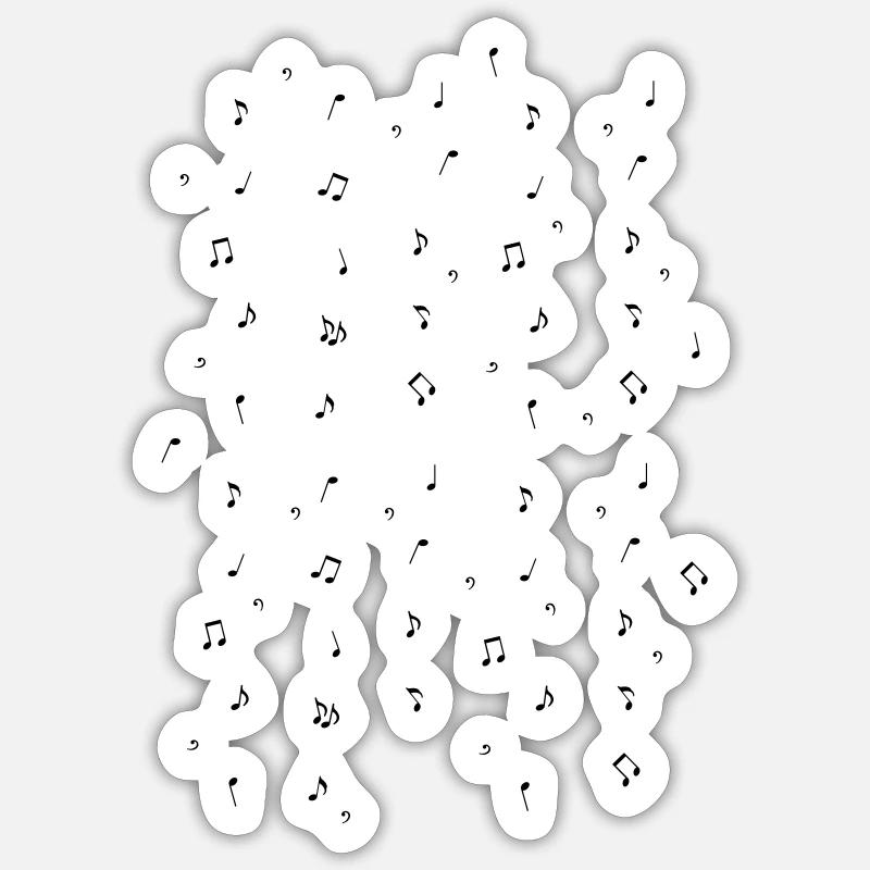 Dancing Music Notes - Sticker Größe S (10 x 10 cm) - Mattweiß