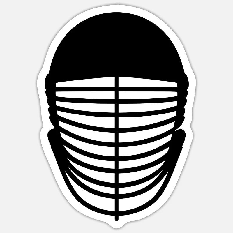 Fechtmaske - Sticker Größe S (10 x 10 cm) - Mattweiß