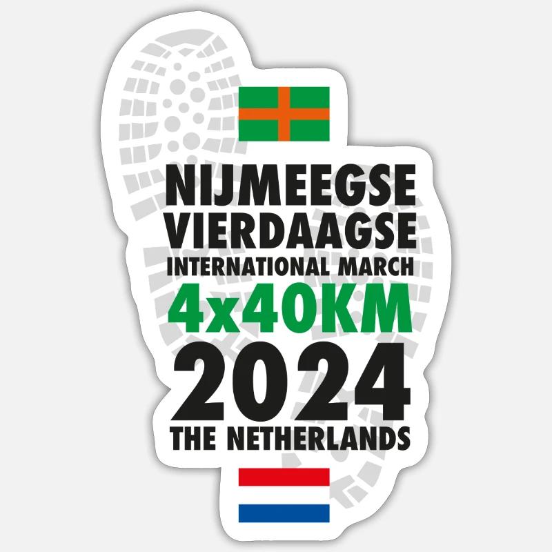 Nimègue Walking Event 2024 4 x 40 km - Sticker taille S (10 x 10 cm) - blanc mat