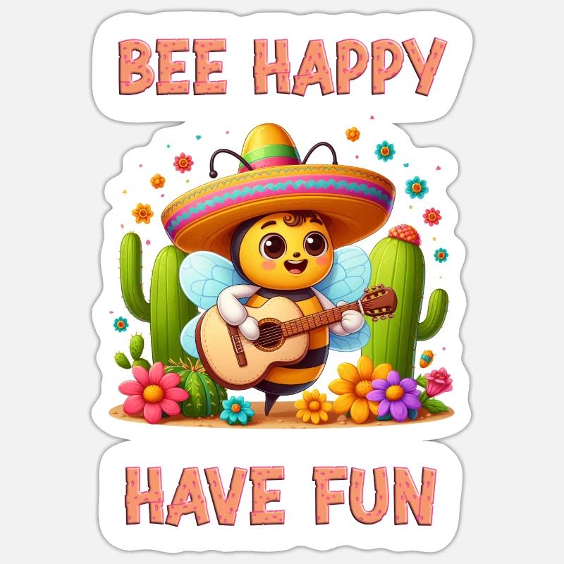 Bee Happy - Amusez-vous 6 - Sticker taille S (10 x 10 cm) - blanc mat