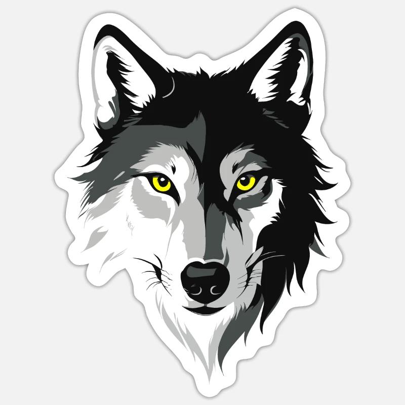 Wolfsblick - Sticker Größe S (10 x 10 cm) - Mattweiß