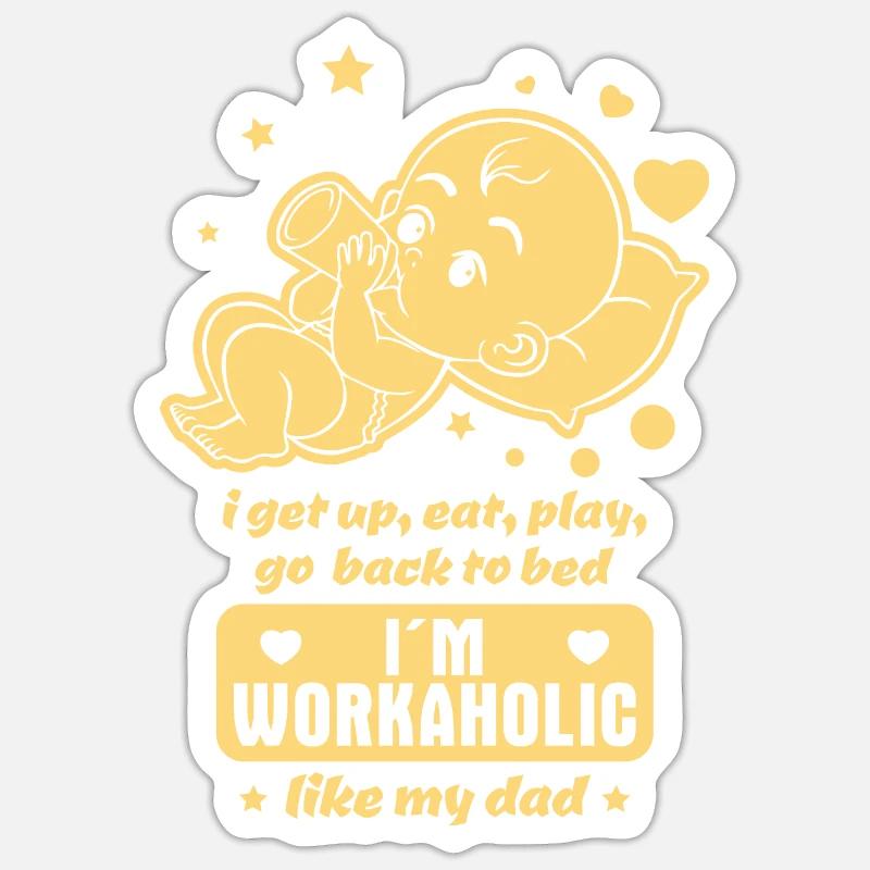 Comptine pour bébé bourreau de travail - Tel père, tel enfant - Sticker taille S (10 x 10 cm) - blanc mat