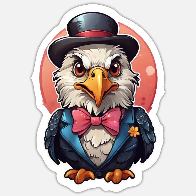 Bande dessinée Funny Eagle - Sticker taille S (10 x 10 cm) - blanc mat