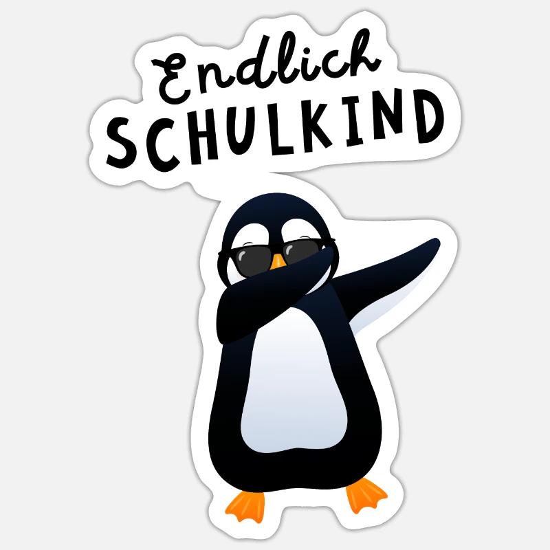 Endlich Schulkind Pinguin Einschulung Sticker Größe S (10 x 10 cm)