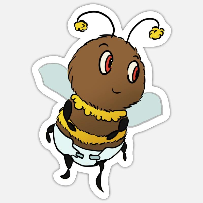 Bébé bourdon avec couche - Sticker taille S (10 x 10 cm) - blanc mat