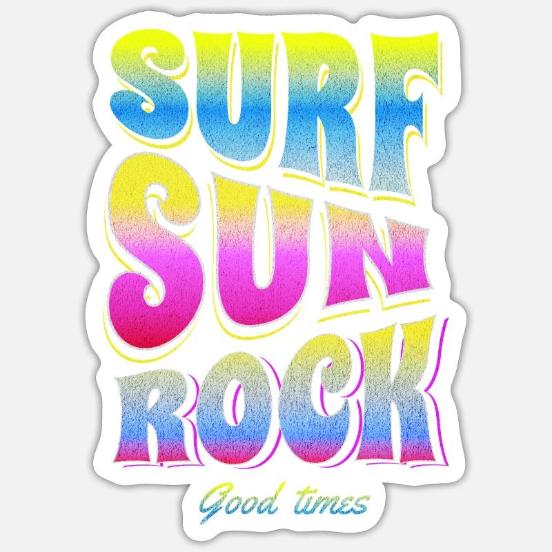 vacances d'été surf soleil rock - Sticker taille S (10 x 10 cm) - blanc mat