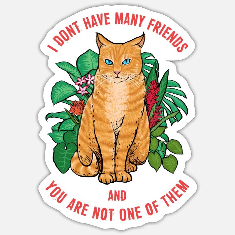 Chat pas sympathique - Sticker taille S (10 x 10 cm) - blanc mat
