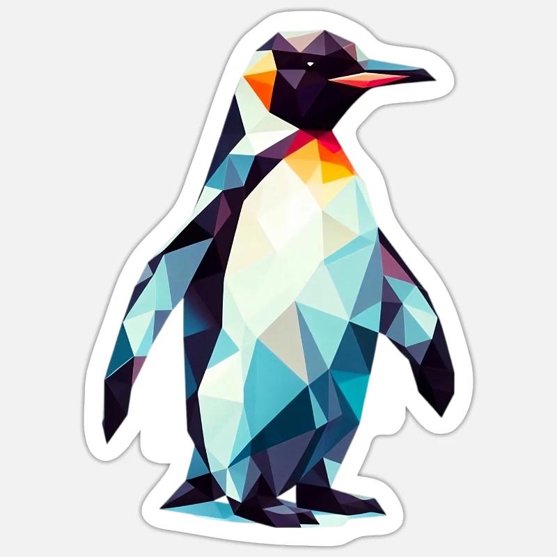 Polygonaler Pinguin - Sticker Größe S (10 x 10 cm) - Mattweiß