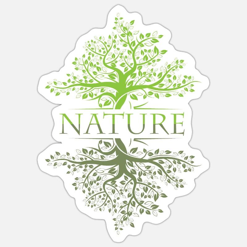 arbre réflexion nature forêt feuille icône logo icône - Sticker taille S (10 x 10 cm) - blanc mat