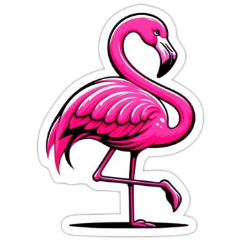 Flamingo - Sticker Größe S (10 x 10 cm) - Mattweiß - Vorne