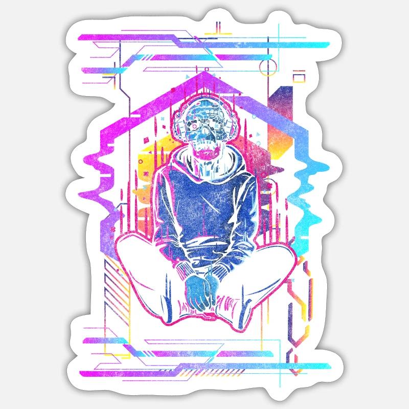 Zukunft Android Neon Gaming Sticker Größe S (10 x 10 cm)