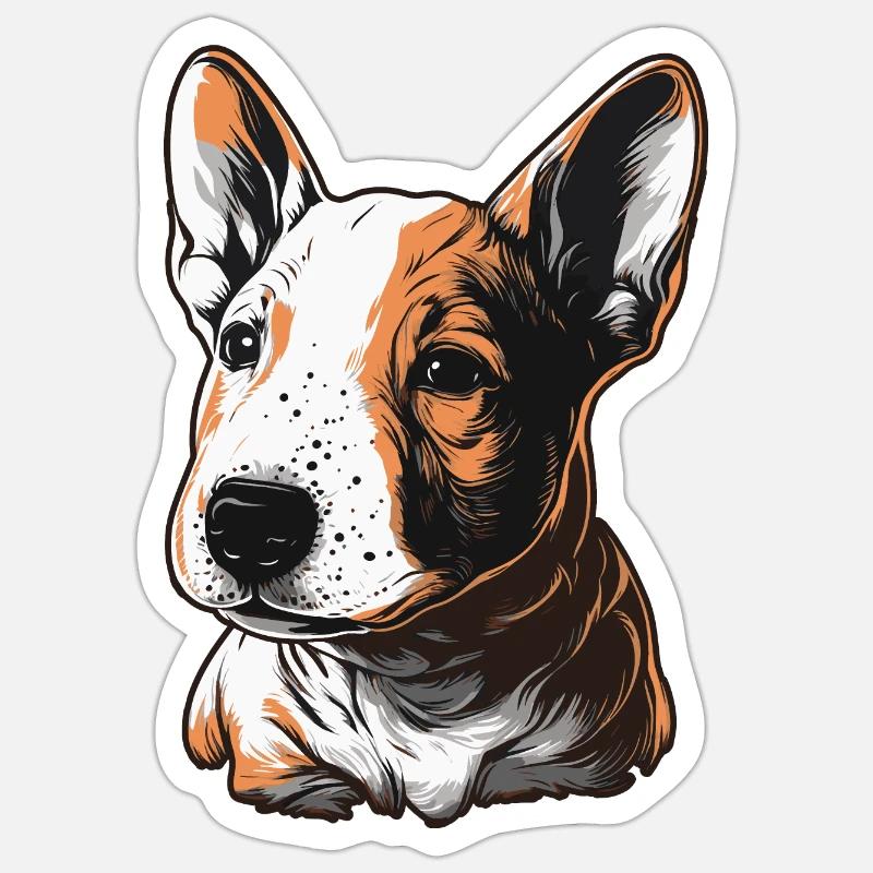 Bullterrier Welpe - Sticker Größe S (10 x 10 cm) - Mattweiß