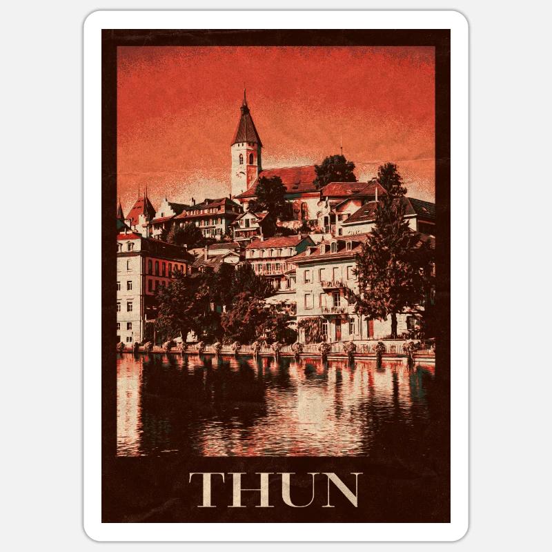 Horizon de Thoune - Sticker taille S (10 x 10 cm) - blanc mat