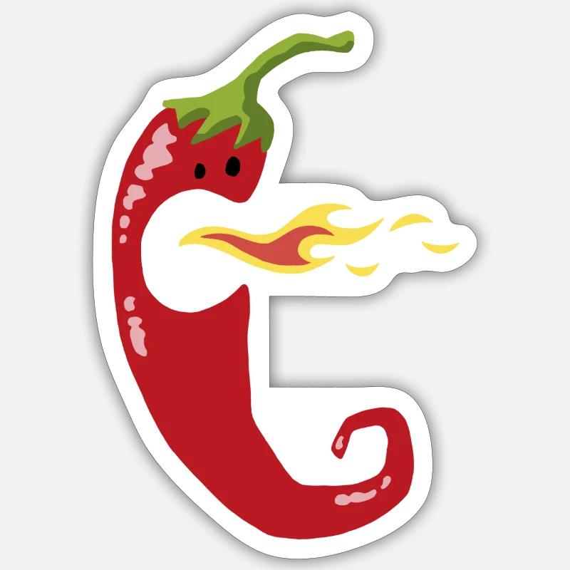 Piment au feu - Sticker taille S (10 x 10 cm) - blanc mat