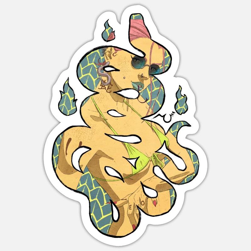 Hebi - Serpent - Sticker taille S (10 x 10 cm) - blanc mat