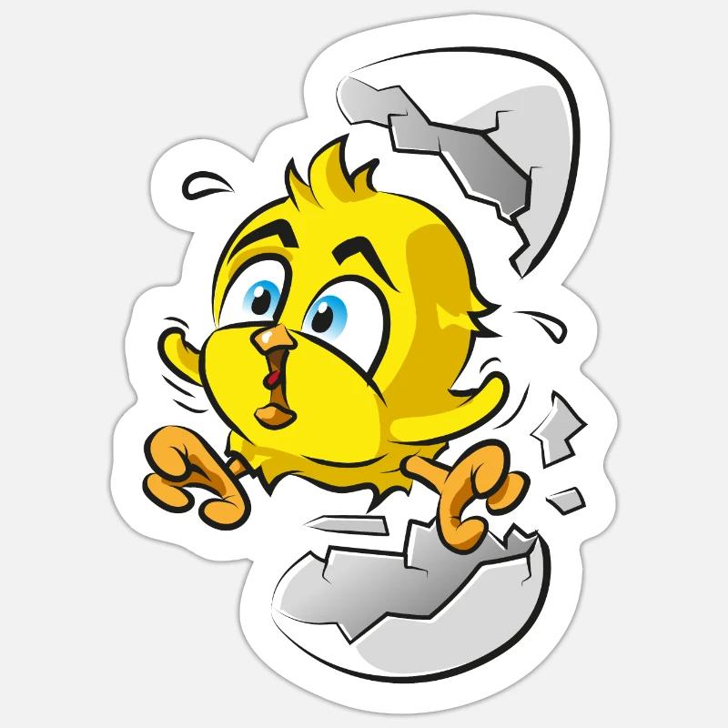 Poussins de l’œuf - Sticker taille S (10 x 10 cm) - blanc mat