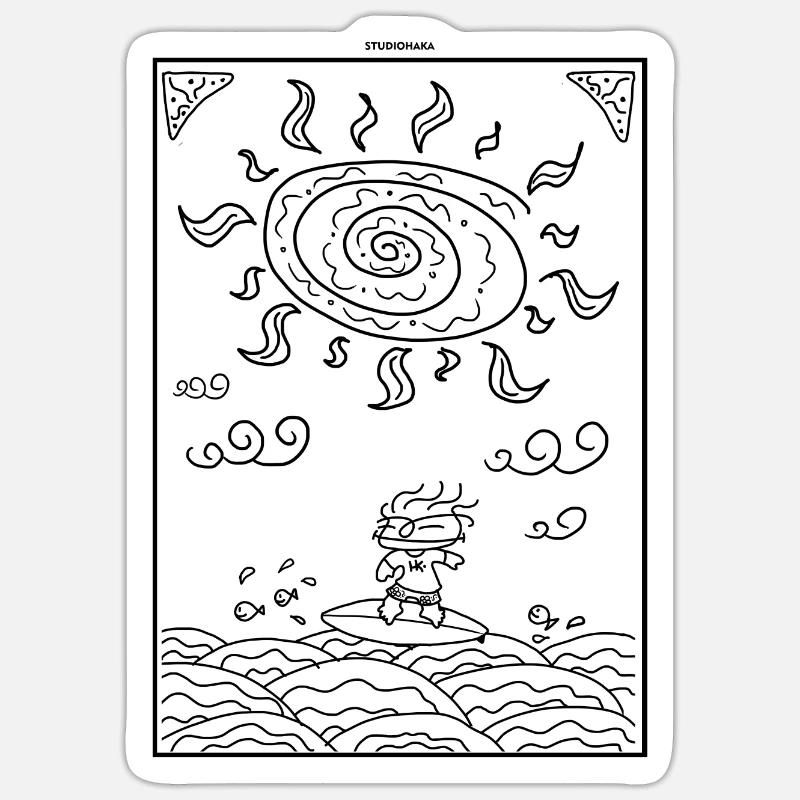 SURFER STUDIOHAKA - Sticker Größe S (10 x 10 cm) - Mattweiß