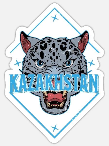 Kasachstan Souvenir Herkunft Schneeleopard - Sticker Größe S (10 x 10 cm) - Mattweiß