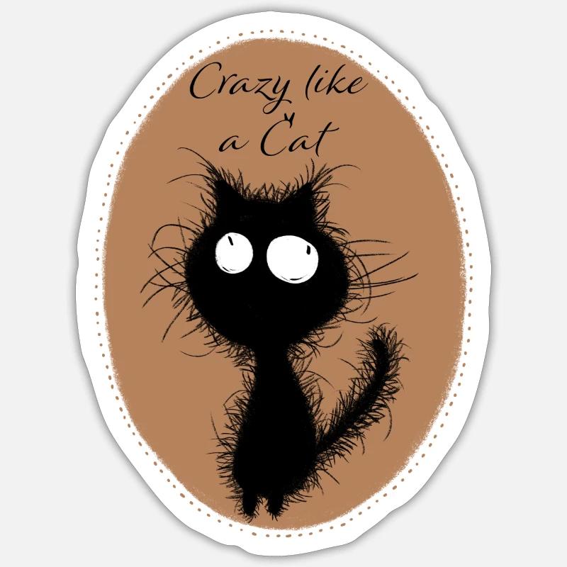 CrazyCat - Sticker taille S (10 x 10 cm) - blanc mat