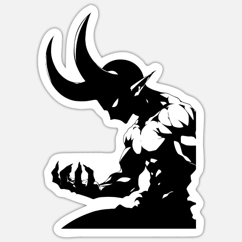 Anime Dämon BW - Sticker Größe S (10 x 10 cm) - Mattweiß