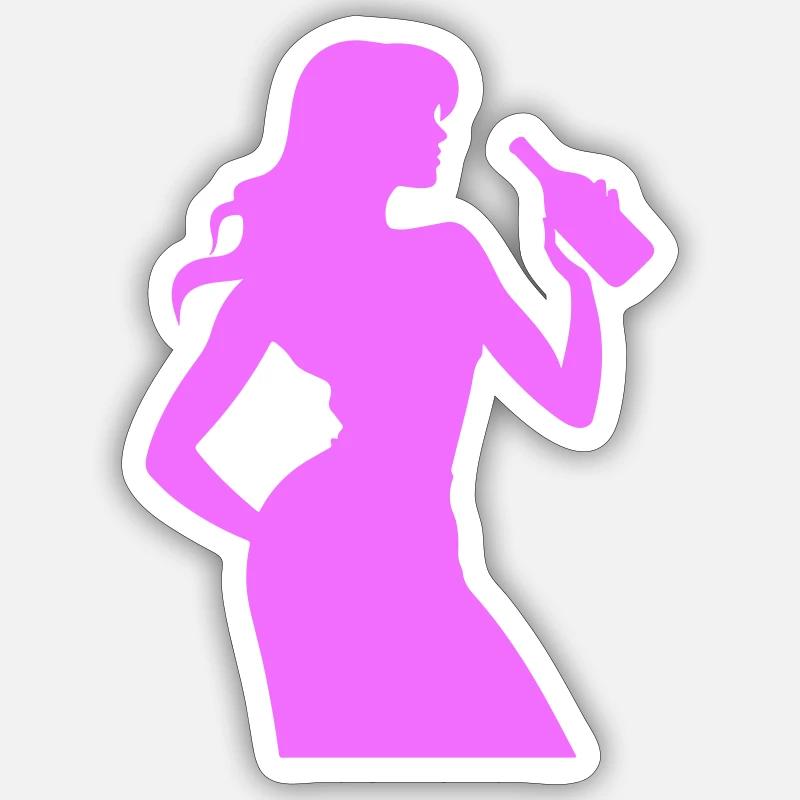 Frau Spass Silhouette - Sticker Größe S (10 x 10 cm) - Mattweiß