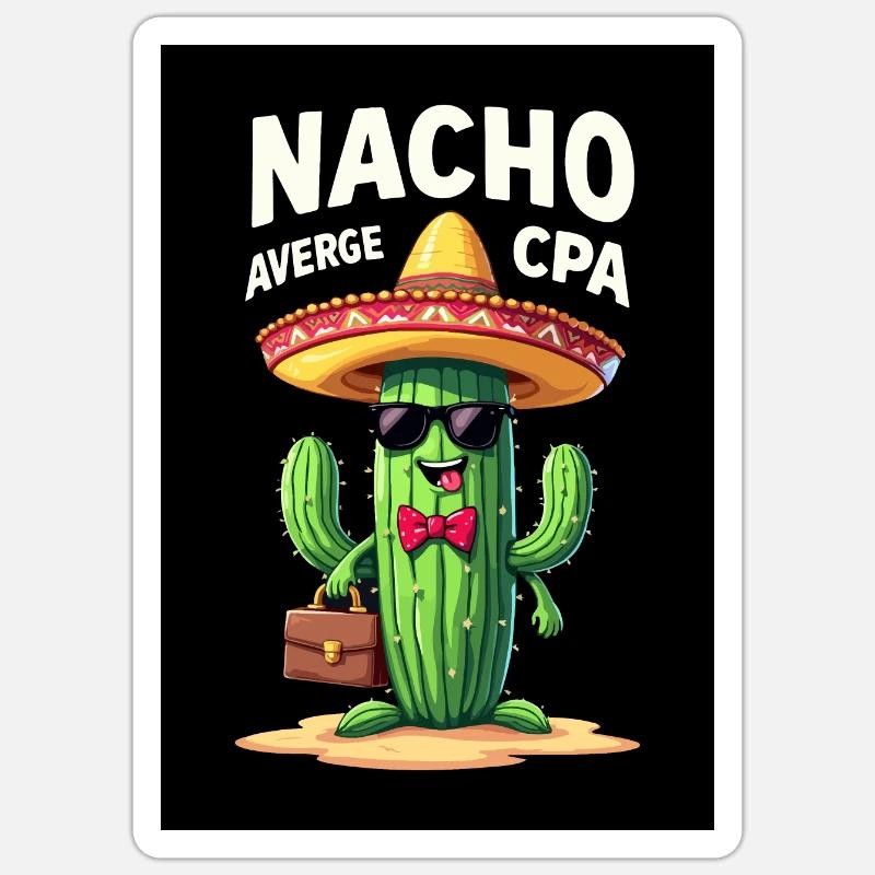 Plus qu’un simple comptable, cactus - Sticker taille S (10 x 10 cm) - blanc mat