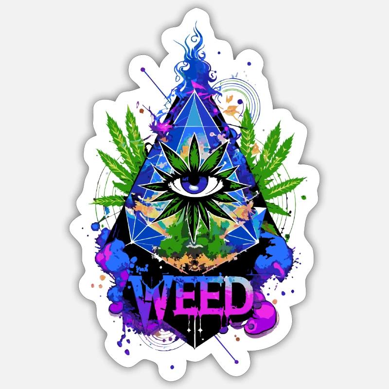 Weed Pyramide - Sticker Größe S (10 x 10 cm) - Mattweiß