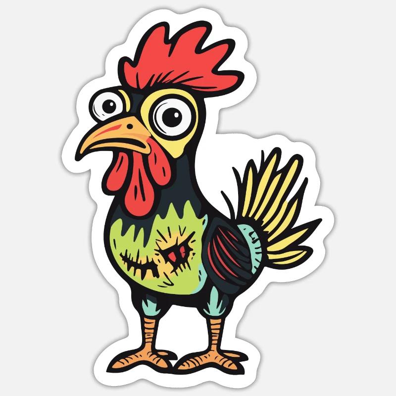 Hahn Halloween Comic - Sticker Größe S (10 x 10 cm) - Mattweiß