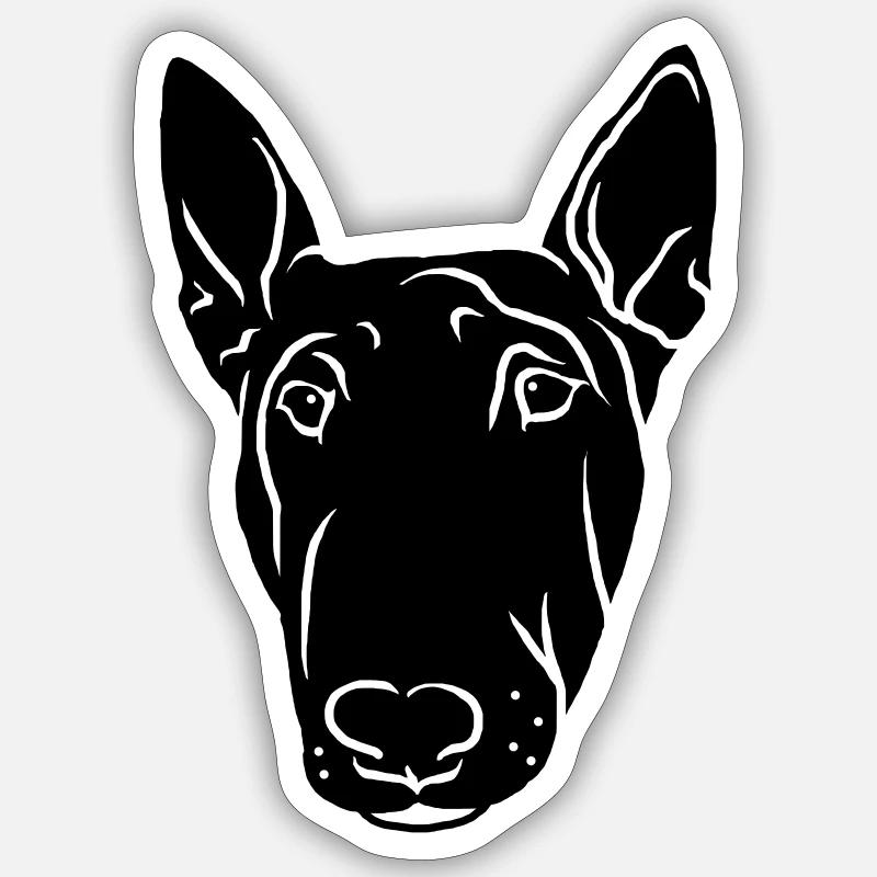 Bull Terrier Head Black - Sticker size S (10 x 10 cm) - white matte