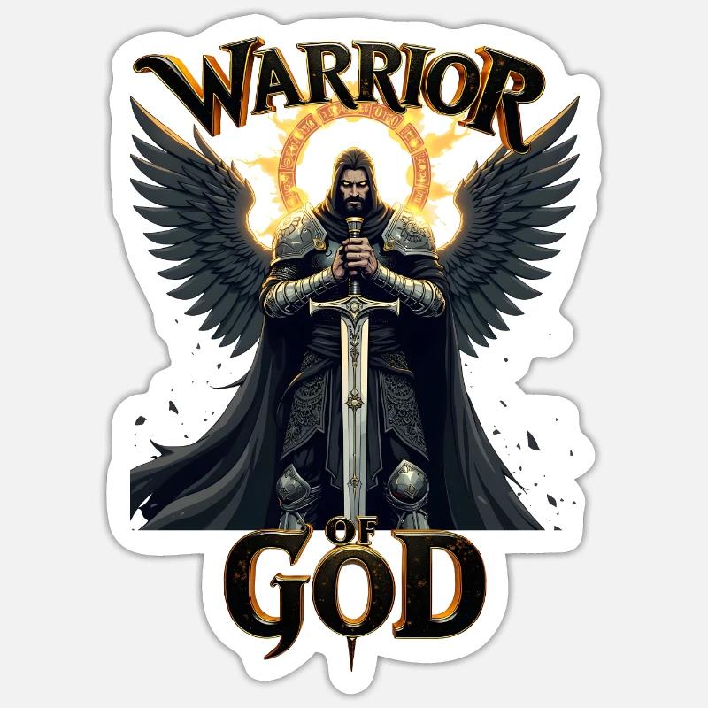 GUERRIER DE DIEU - Chevalier Noir - Sticker taille S (10 x 10 cm) - blanc mat