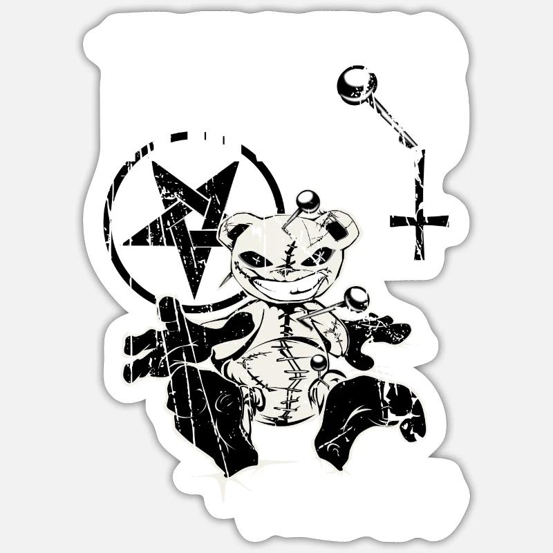 Voodooteddy - Sticker Größe S (10 x 10 cm) - Mattweiß