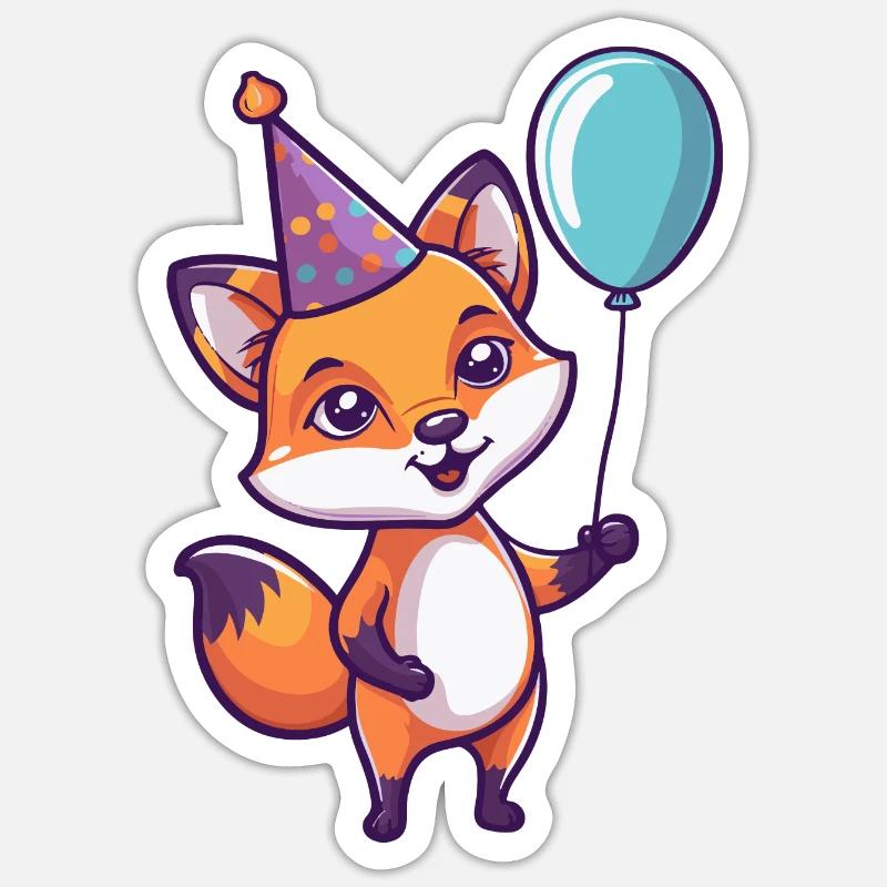 Fuchs Geburtstag Comic Sticker Größe S (10 x 10 cm)