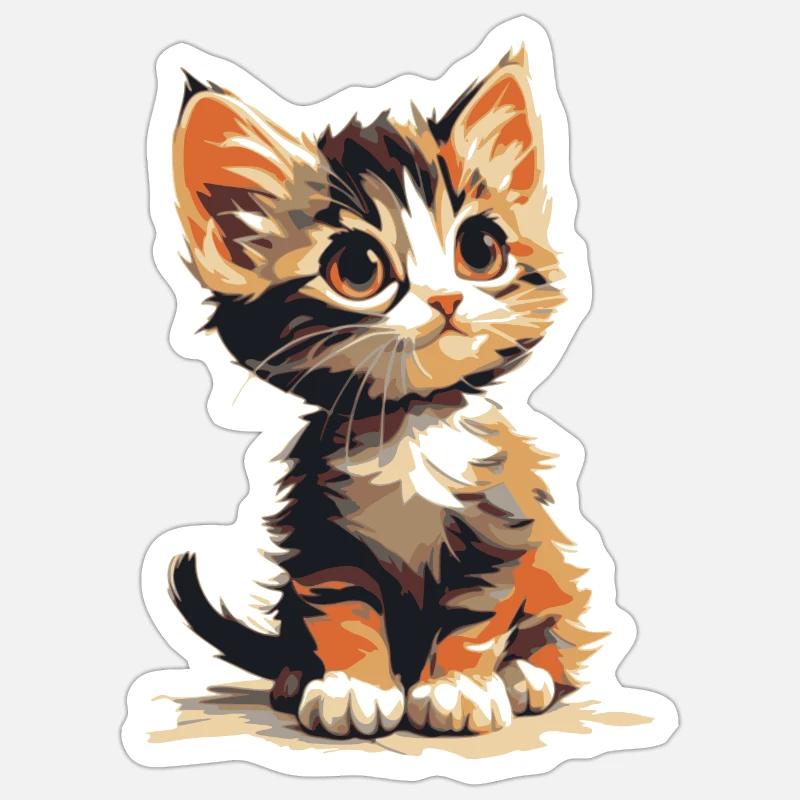 Chaton - Sticker taille S (10 x 10 cm) - blanc mat