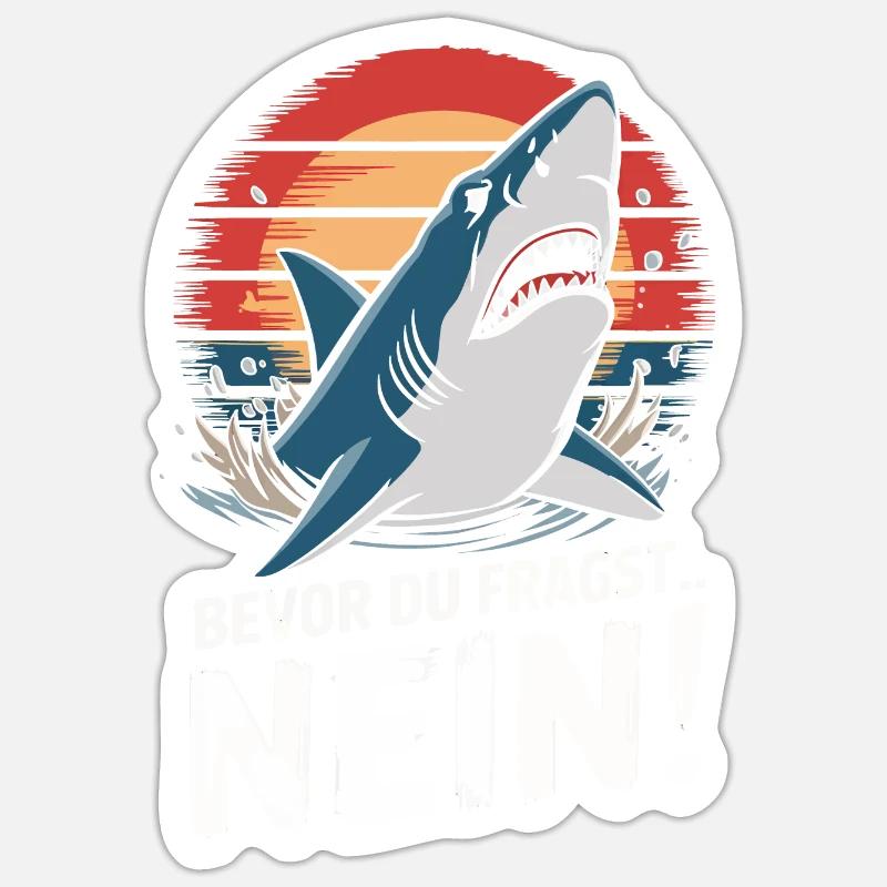 Requin Requin Requins Requin - Sticker taille S (10 x 10 cm) - blanc mat