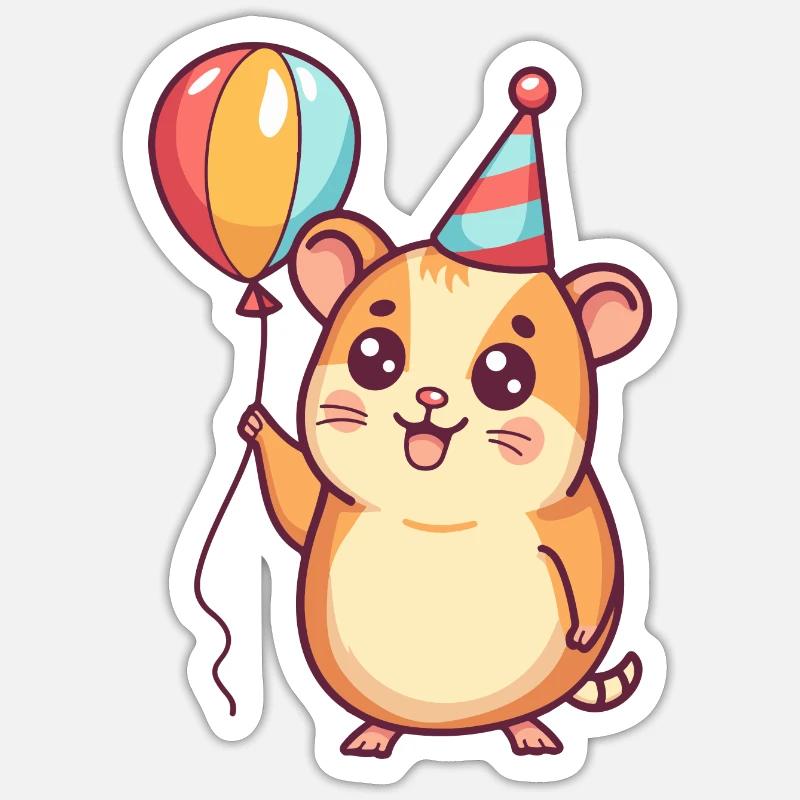 Hamster Birthday Comic - Sticker size S (10 x 10 cm) - white matte