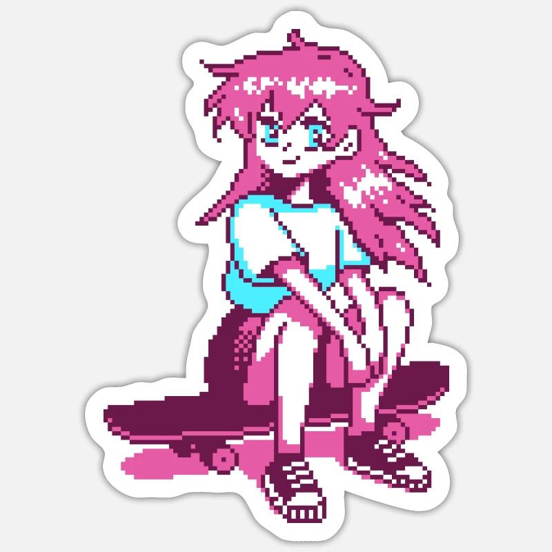 8bit sk8er grl - Sticker Größe S (10 x 10 cm) - Mattweiß
