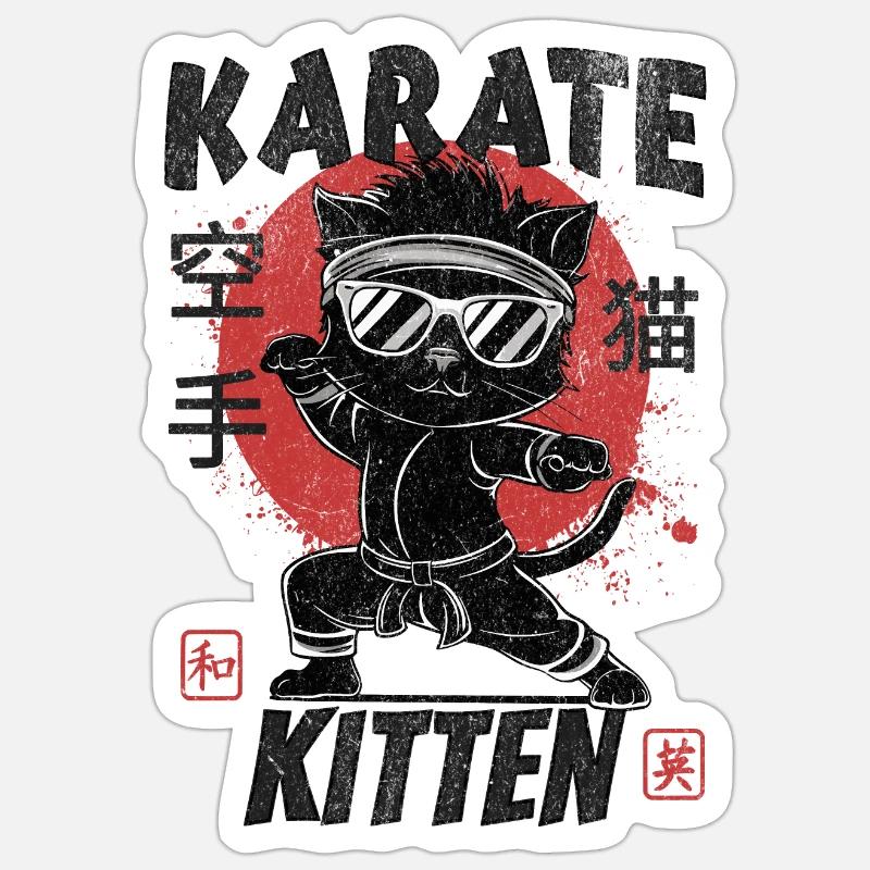 Karaté Chatons - Sticker taille S (10 x 10 cm) - blanc mat