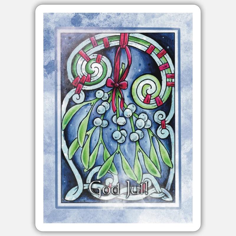 God Jul Mistletoe and Knot Pattern - Sticker size S (10 x 10 cm) - white matte