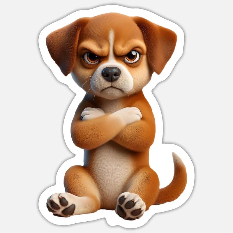 Dog grim 1 - Sticker size S (10 x 10 cm) - white matte