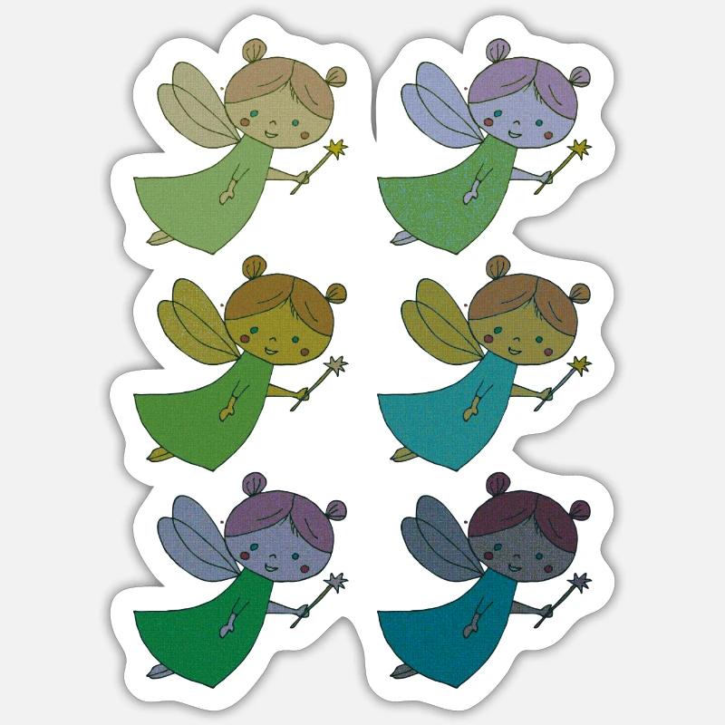 Fee 6fold multicoloured - Sticker size S (10 x 10 cm) - white matte